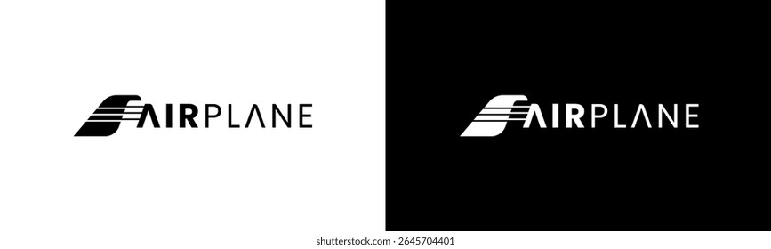 Modern Air Plane logo design. In black and white version vector illustration.