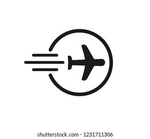 Modern air plane rounded and smart icon