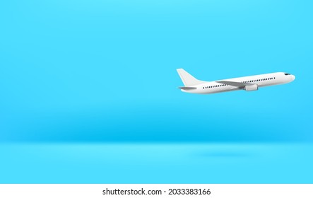 Modern aircraft on horizontal banner with copy space