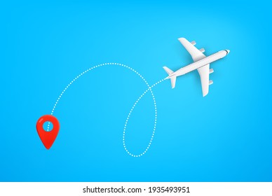 Modern aircraft path. Summer travel vector illustration 