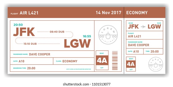 Modern and airline Boarding pass ticket design with flight time and passenger name. vector illustration.