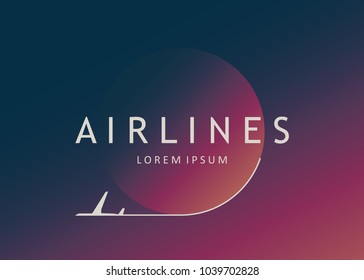 Modern airline logotype. Airplane poster. Pop - art minimalistic style, for travel agencies, aviation companies.