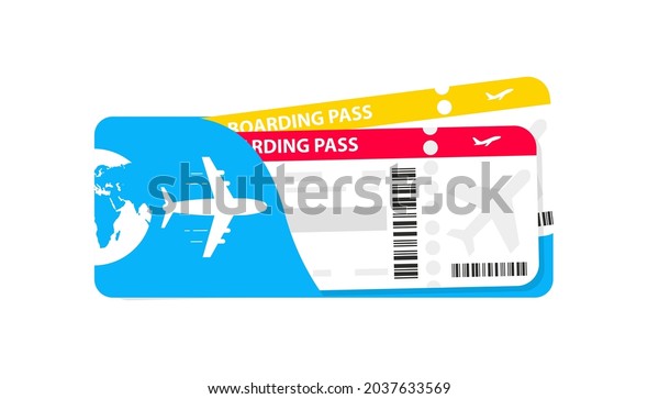 Modern\
airline tickets design with flight time and passenger name. Plane\
tickets vector pictogram. Airline boarding pass template. Vector\
illustration. The concept of air\
transportation
