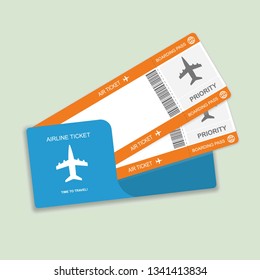 Moderne Airline-Bordkarte mit zwei Tickets einzeln auf weißem Hintergrund. Zeit zu reisen. Vektorvorlage.