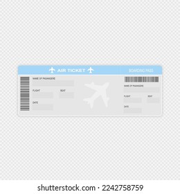 Modern airline travel boarding pass one ticket. Vector template.