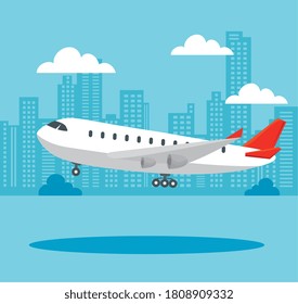 modern airliner, large commercial passenger aircraft vector illustration design