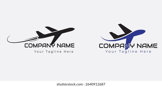 Modern Airplane Logo Vector Set for Aviation and Airline Branding. Silhouette airplane logo icon set. airplane travel logo
