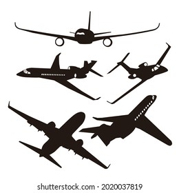 modern airplane silhuette set vector design