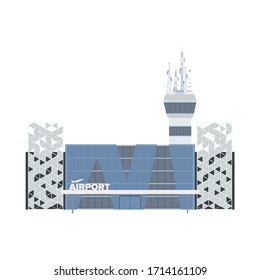 Modern airport. Airport in a flat style. Isolated on a white background. Vector illustration.