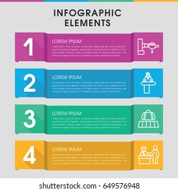 Modern airport infographic template. infographic design with airport icons includes luggage belt. can be used for presentation, diagram, annual report, web design.