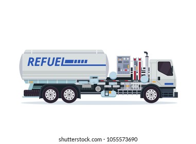 Modern Airport Tank Truck Refueler Ground Support Vehicle Equipment Illustration svg