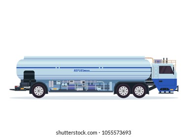 Modern Airport Tank Truck Refueler Ground Support Vehicle Equipment Illustration