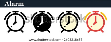 Modern alarm clock icon with simple and elegant design. Ideal for reminder, notification and scheduling applications.