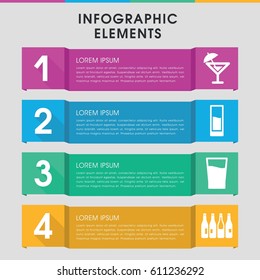 Modern alcohol infographic template. infographic design with alcohol icons includes bottle, drink. can be used for presentation, diagram, annual report, web design. 
