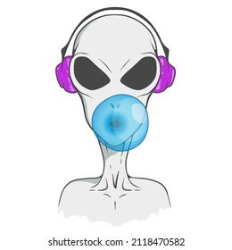 Modern alien with chewing gum