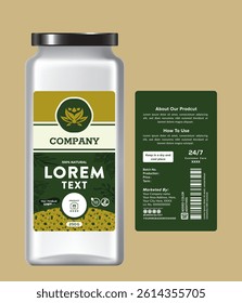 Modern all spice jar label design with clean layout, green theme, and bold fonts. Perfect for organic spice products and natural herbal botanical food packaging.