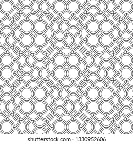 Modern allover geometric ornament in black, white colours. Linear vector pattern for adult colouring book, interior, wallpaper, fabric, apparel textile, phone case. Monochrome floor, wall tile motif