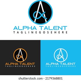 Ilustración vectorial del logotipo Alpha Talent moderno, Alfa y el concepto de letra A. 