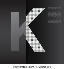 Modern Alphabet with checkered pattern on Black Background : Vector Illustration
