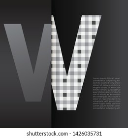 Modern Alphabet with checkered pattern on Black Background : Vector Illustration