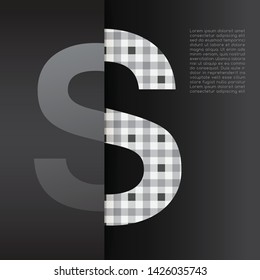 Modern Alphabet with checkered pattern on Black Background : Vector Illustration