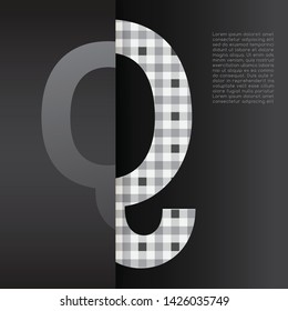 Modern Alphabet with checkered pattern on Black Background : Vector Illustration