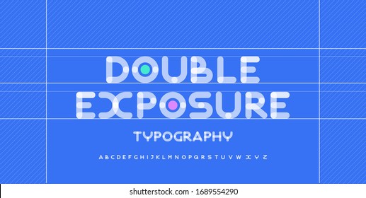 Modern alphabet creative rounded fonts. Typography urban round bold with dot double exposure font. vector illustration