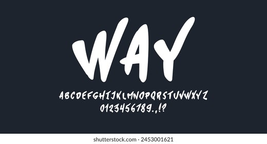 Modern alphabet font. Capital letters of the Latin alphabet. Vector symbols. The font imitates handwriting.