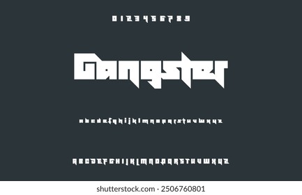 Modern alphabet font in digital format. Futuristic, fashion, sports, abstract urban design, and minimal technology typography.  a straightforward vector drawing that includes numbers