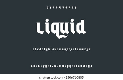 Fuente de alfabeto moderno en formato digital. Futurista, de moda, deportivo, de diseño urbano abstracto, y tipografía de tecnología mínima. un dibujo de Vector sencillo que incluye números