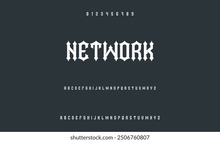 Modern alphabet font in digital format. Futuristic, fashion, sports, abstract urban design, and minimal technology typography.  a straightforward vector drawing that includes numbers