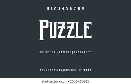Fuente de alfabeto moderno en formato digital. Futurista, de moda, deportivo, de diseño urbano abstracto, y tipografía de tecnología mínima. un dibujo de Vector sencillo que incluye números