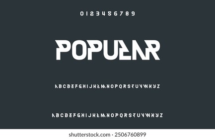 Modern alphabet font in digital format. Futuristic, fashion, sports, abstract urban design, and minimal technology typography.  a straightforward vector drawing that includes numbers