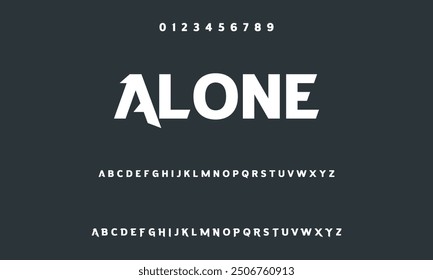 Modern alphabet font in digital format. Futuristic, fashion, sports, abstract urban design, and minimal technology typography.  a straightforward vector drawing that includes numbers