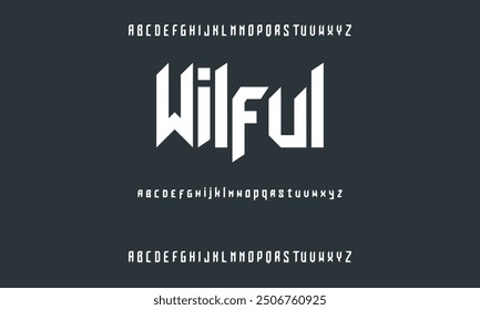 Fuente de alfabeto moderno en formato digital. Futurista, de moda, deportivo, de diseño urbano abstracto, y tipografía de tecnología mínima. un dibujo de Vector sencillo que incluye números