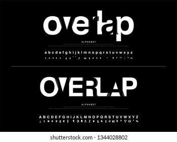 Modern Alphabet Font Overlap Style. Calligraphy Black Color Fonts Designs. Typography Font Uppercase And Lowercase. Vector Illustration