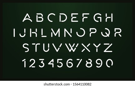 Modern alphabet font. Round typeface uppercase and numbering.