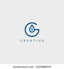 Modern alphabet G letter water drop logo template.