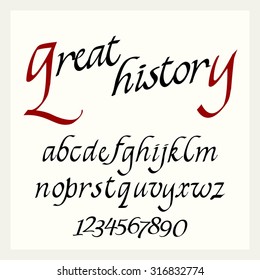 Modern alphabet. Hand drawn letters. Letters of the font written in ink pen.