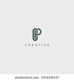 Modern alphabet letter CP PC unique logo vector template illustration.