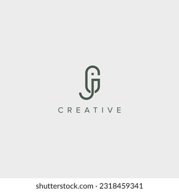 Modern alphabet letter GJ JG unique logo vector template illustration.