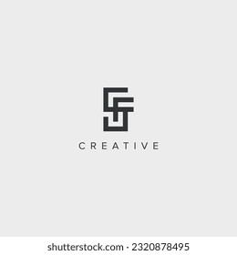 Modern alphabet letter SF FS unique logo vector template illustration.