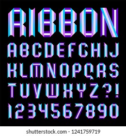 Modern alphabet. Letters and numbers folded from color paper tapes. Uppercase,