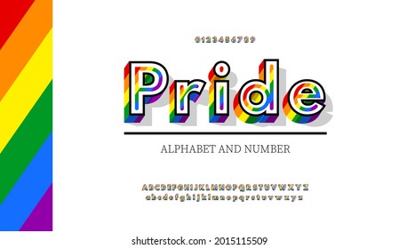 Modern alphabet letters and numbers with Rainbow colors. Rainbow flag colors LGBT font.