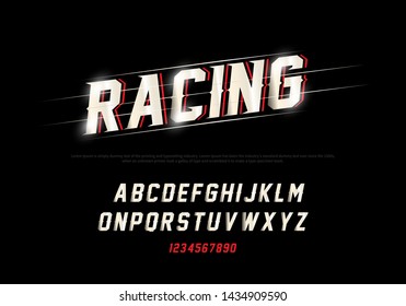 Modern Alphabet And Number Fonts. Racing Typography Font. Vector Illustrator