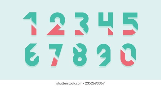 Modern alphabet with numbers. Simple square letters of rough shapes.Ultra bold font in modern brutal style.