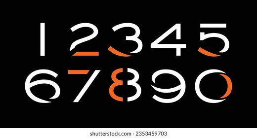 Modern alphabet with numbers. Simple square letters of rough shapes.Ultra bold font in modern brutal style.