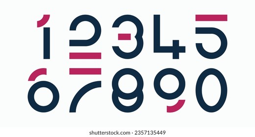 Alfabeto moderno con números. Letras cuadradas simples de formas ásperas. Fuente ultraudaz en estilo brutal moderno.