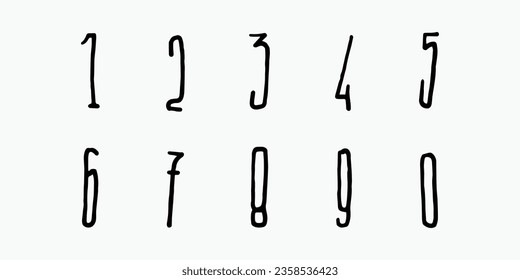 Modern alphabet with numbers. Simple square letters of rough shapes.Ultra bold font in modern brutal style.