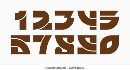 Modern alphabet with numbers. Simple square letters of rough shapes.Ultra bold font in modern brutal style.